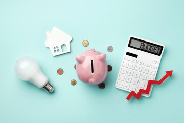 A pink piggy bank on a calculator displaying 