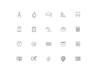 Linear icons for school, university, college, educational