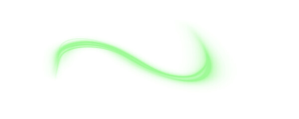 Glowing green laser trace PNG with motion blur and urban light stripes. Futuristic energy lines on green background for modern technological art, sci-fi design or abstract overlays