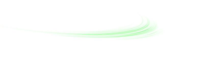 Glowing green laser trace PNG with motion blur and urban light stripes. Futuristic energy lines on green background for modern technological art, sci-fi design or abstract overlays