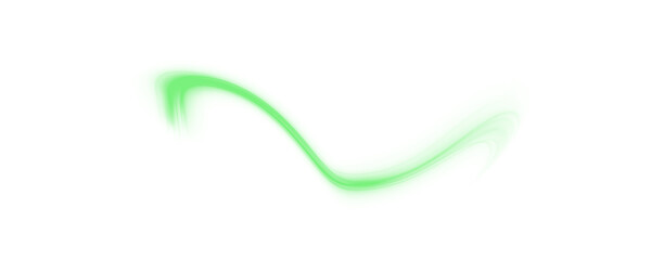 Glowing green laser trace PNG with motion blur and urban light stripes. Futuristic energy lines on green background for modern technological art, sci-fi design or abstract overlays