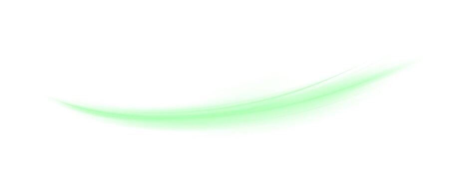 Glowing green laser trace PNG with motion blur and urban light stripes. Futuristic energy lines on green background for modern technological art, sci-fi design or abstract overlays