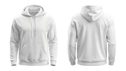 White hoddie on transparent background collection set