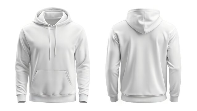 White hoddie on transparent background collection set