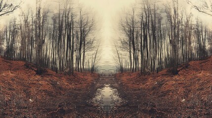 Dark forest panorama in a fantasy landscape