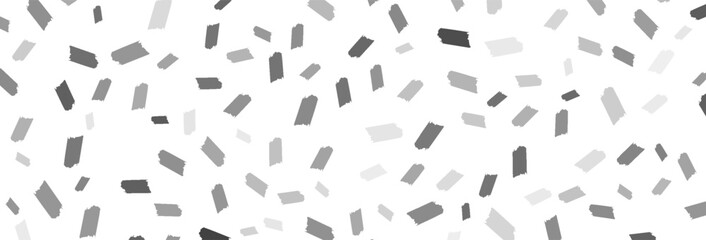 Seamless pattern featuring varying shades of gray rectangular brush strokes scattered across a white background, creating a modern and minimalist design ideal for a variety of stylish applications