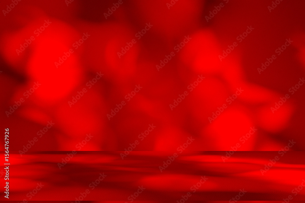 Poster Wall interior background, studio and backdrops show products.with shadow from window color Red background for text insertion and presentation product	