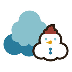 Felt stickers of a single cloud outdoors cushion snowman vector icon on white background.