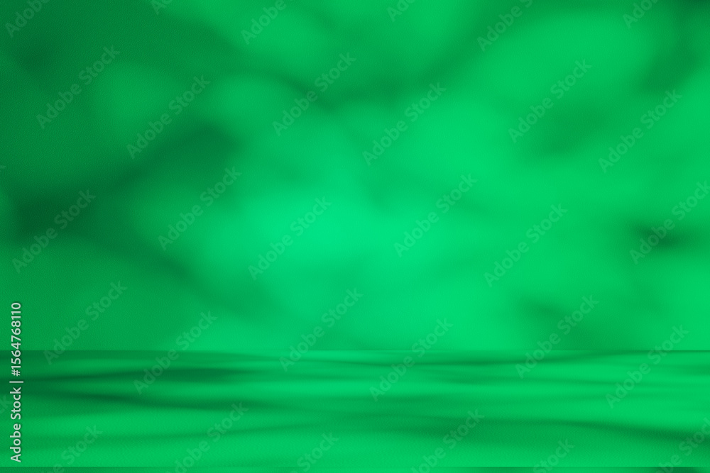 Poster Wall interior background, studio and backdrops show products. with leaf shadow from window color green and white. background for text insertion and presentation of product	