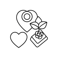 Simple heart love plant design in elegant minimalist line art style for various creative applications