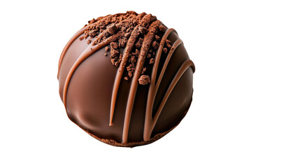 Obraz premium A gourmet chocolate truffle with a cocoa dusting, background isolated on a Transparent background, PNG file.