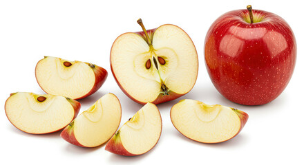Fresh Red Apples Whole and Sliced
