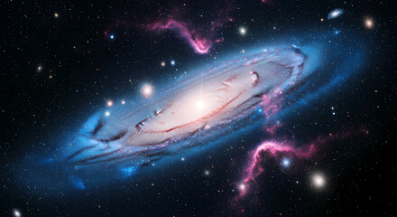 Obraz premium Cosmic Spiral Galaxy: Stunning Nebula and Starfield Vista