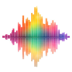 Music equalizer bars in wave pattern, isolated on transparent background