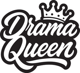drama queen logo in black over white