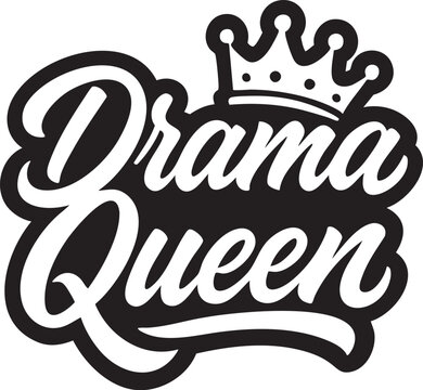 drama queen logo in black over white