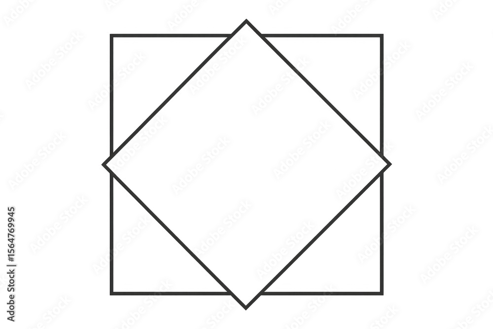 Poster minimalist geometric pattern with overlapping squares and diamonds, creating clean visual design aga