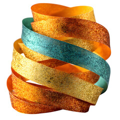 Party streamer coiled in spiral, isolated on transparent background