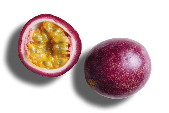 Top view of passion fruit isolated on transparent or white background, png