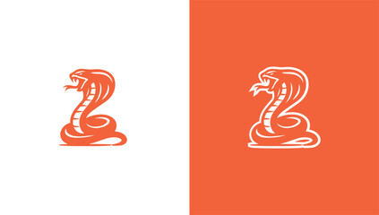 Cobra snake silhouette logo in minimalist vector style, generative ai