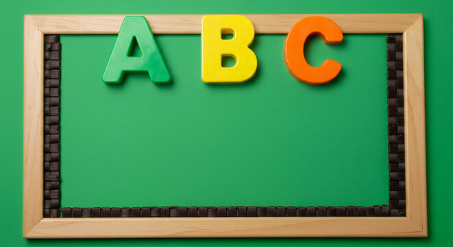 ABC Learning: Colorful Alphabet Letters on Green Chalkboard Frame - Education, Preschool, Kids, School Supplies, Learning, and Creativity