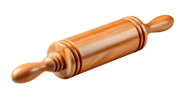 Wooden rolling pin isolated on transparent background