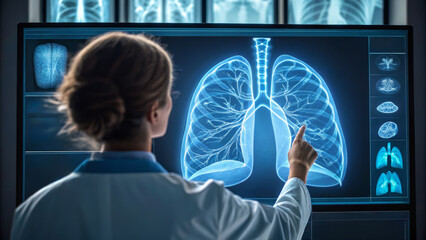 Cancer check lung concept. Doctor lung x ray cancer check medical diagnosis hospital health radiology. Ct screening,health checkup,scan,chest,xray,examination hospital,medical diagnosis,radiology