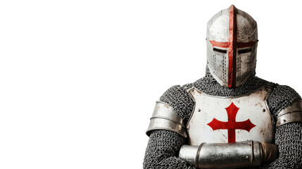 A medieval knight in full armor, background isolated on a Transparent background, PNG file.