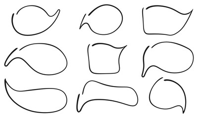 Speech Bubble Clipart, Hand Drawn Speech Bubble, Collection of Speech Bubbles, Simple Line art Frames, Doodle, Set of Hand Drawing Frames, Border, Blank Speech Bubble Balloon, Vector