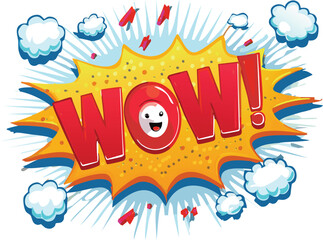 Bold Comic-Style “WOW!” with an Adorable Surprised Character