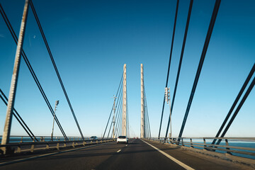 Oresund bridge connecting Sweden and Denmark with stunning views and clear skies