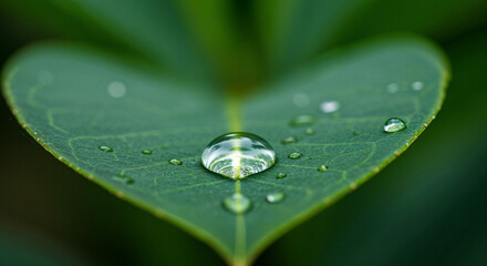 Dewdrop on a Heart-Shaped Leaf