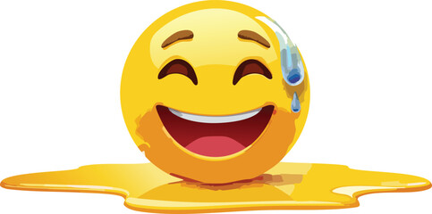 Trendy Melting Emoji Face Dripping with Surreal Expression