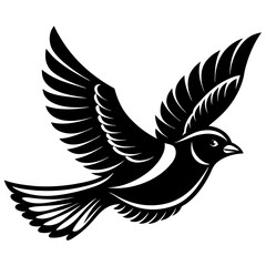 dove with wings silhouette on white background