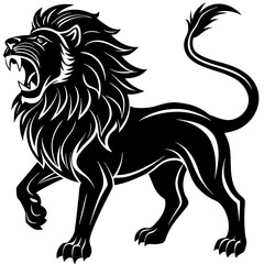 lion vector illustration silhouette on white background