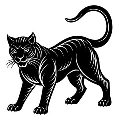 black and white cat silhouette on white background