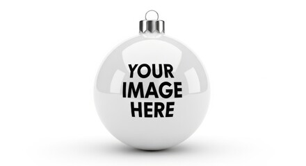 Glossy White Christmas Ornament Mockup with Customizable Image Area
