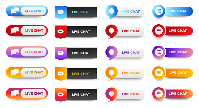 Live chat buttons icon set. Live chat collection button ui, ux with different color. vector