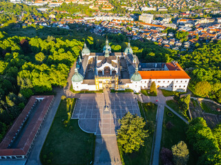Holy Mountain in Pribram showcases an impressive Baroque complex, surrounded by lush greenery....
