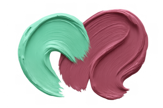 Pink and green brushstrokes intersecting dynamically, creating bold abstract composition with translucent background - Powered by Adobe