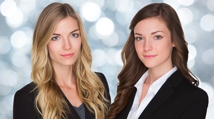 Two professionals in formal attire discussing business, conveying professionalism and collaboration in a corporate setting.
