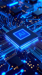 Fototapeta premium Futuristic AI Chip on Circuit