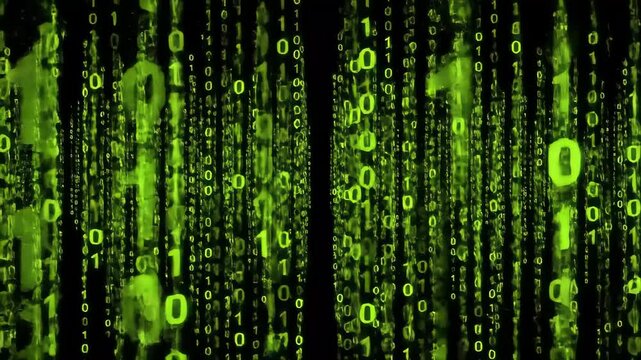 Scanning view through matrix code with glowing yellow elements