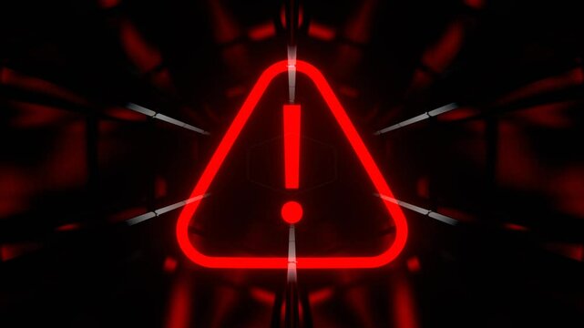 White and Red Tech Alert Glowing Symbol Background VJ Loop in 4K