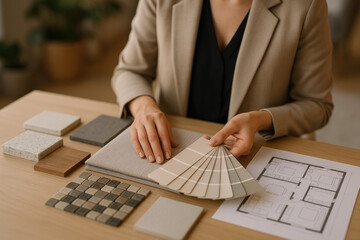 New House Decisions: Material Samples for Architecture and Interior Projects in a Creative Workspace

