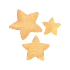 Set of stars painted with watercolors