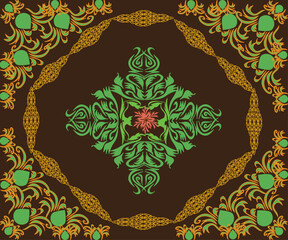 abstract floral background, ornate with brown and green 