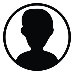 Boy Avatar Silhouette Icon, Vector Profile Image in Circle Frame,