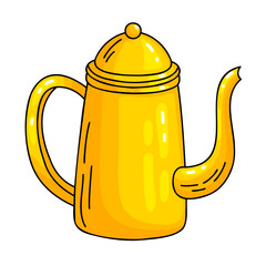 Yellow Teapot for Brewing Outline Illustration