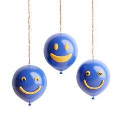Blue smiley face balloon party decorations happy birthday celebration balloons hanging festive...